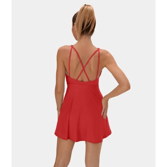 Halara Cloudful Backless Crisscross Pocket 2-Piece Barre Ballet Dress Red XL - Picture 1 of 5